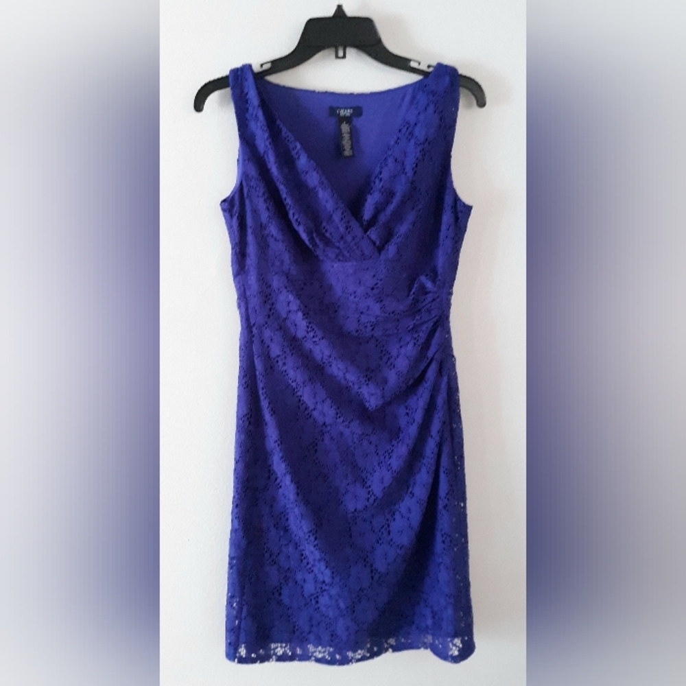 Chaps Royal Blue Lace Sheath Dress